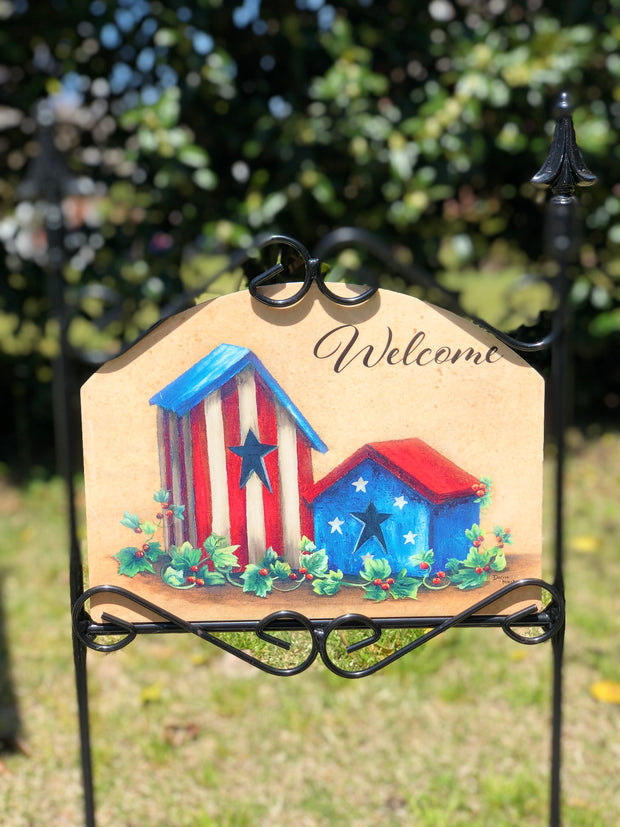 Heritage Gallery Americana Birdhouse Garden Sign
