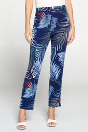 Navy Tropical Ankle Length Pants