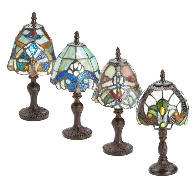 Mini Stained Glass Accent Lamps, 4 Colors