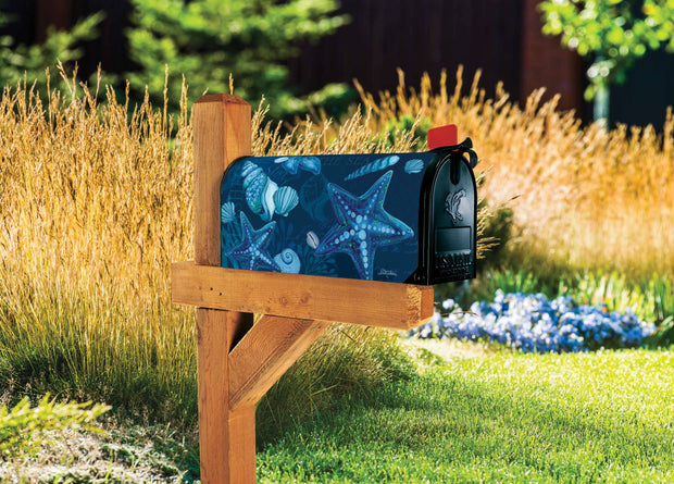 Blue Seashells Mailbox Wrap