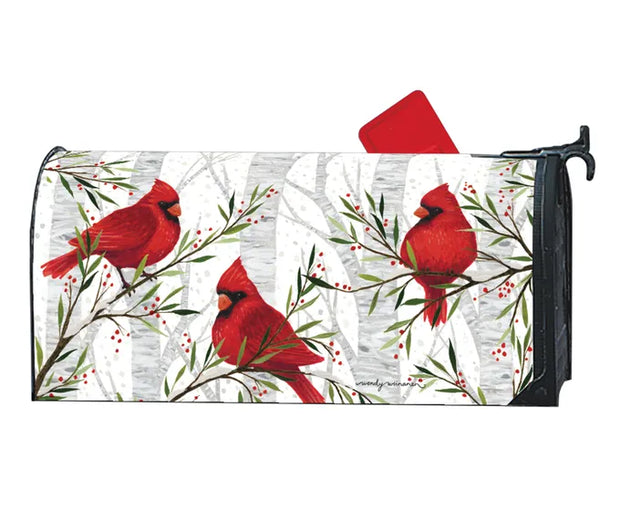 Cardinals In Birch Mailbox Wrap