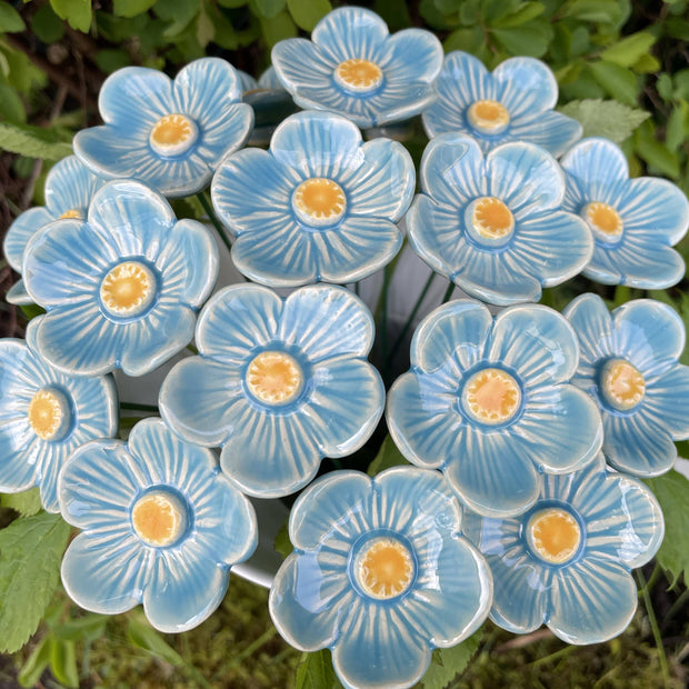Ceramic Turquoise Plum Blossom Stake