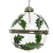 Bauble Glass Holly Fillable Ornament, 2 Styles