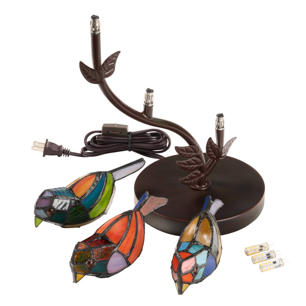 15"H Tiffany-Style Stained Glass Bird Novelty Table Lamp