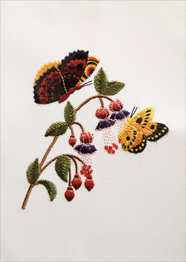 Embroidered Butterflies Blank Greeting Card