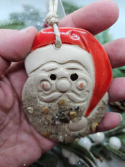 Sandy Santa Ceramic Christmas Ornament