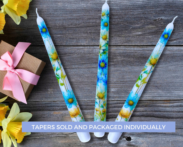 Blue Daisy Taper Candle