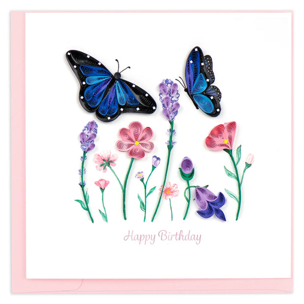 Birthday Flowers & Butterflies Quilling Card