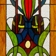 24"H Fleur de Lis Pub Stained Glass Window Panel
