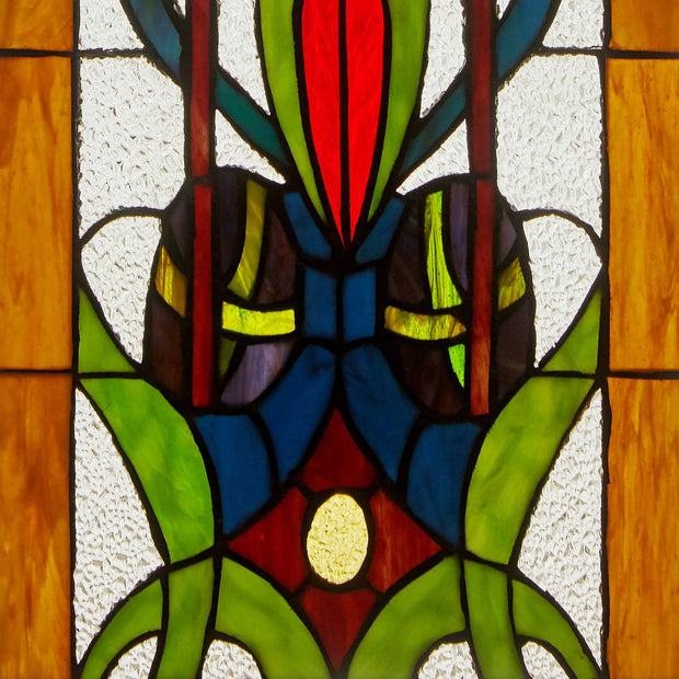 24"H Fleur de Lis Pub Stained Glass Window Panel