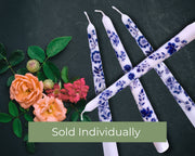 Blue Floral Chinoiserie Taper Candle