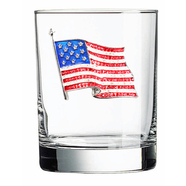 American Flag Double Old Fashioned Glass