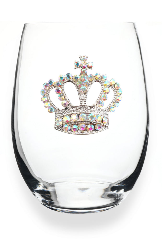 Aurora Borealis Crown Stemless Wine Glass