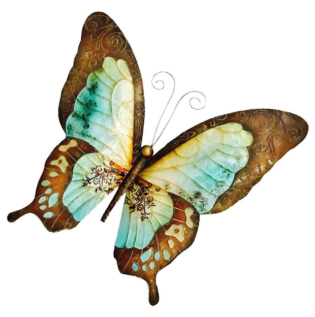 Brown & Teal Capiz Butterfly Wall Art