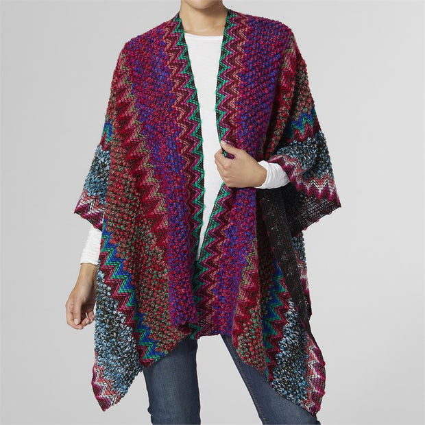 Marlee Chunky Weave Ruana - Bold Multicolor