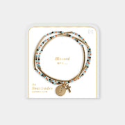 Beatitudes Dangle Cross Charm Bracelet Gold