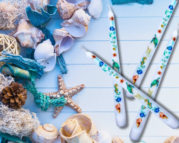 Coastal Sea Life Taper Candle