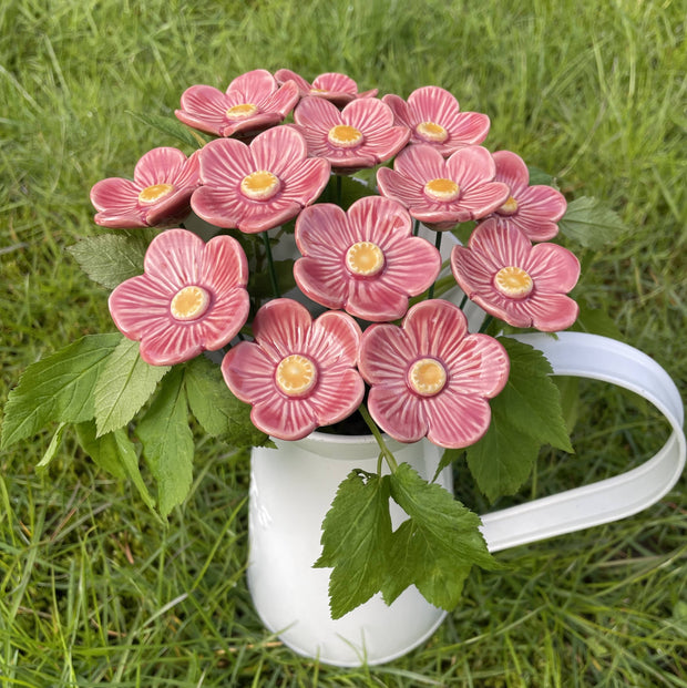 Ceramic Pink Plum Blossoms Stake