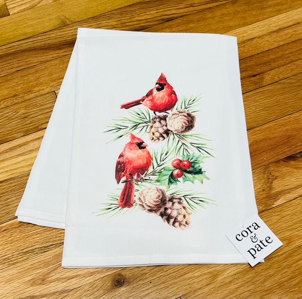 Cardinals & Pinecones Flour Sack Towel