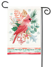 Christmas Cardinal Spray Garden Flag