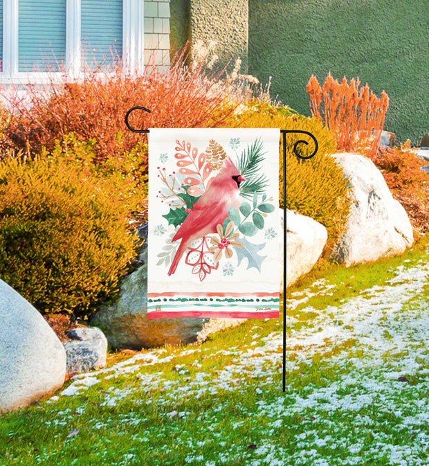 Christmas Cardinal Spray Garden Flag