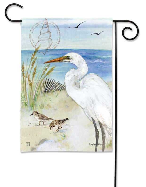 Serene Egret Garden Flag