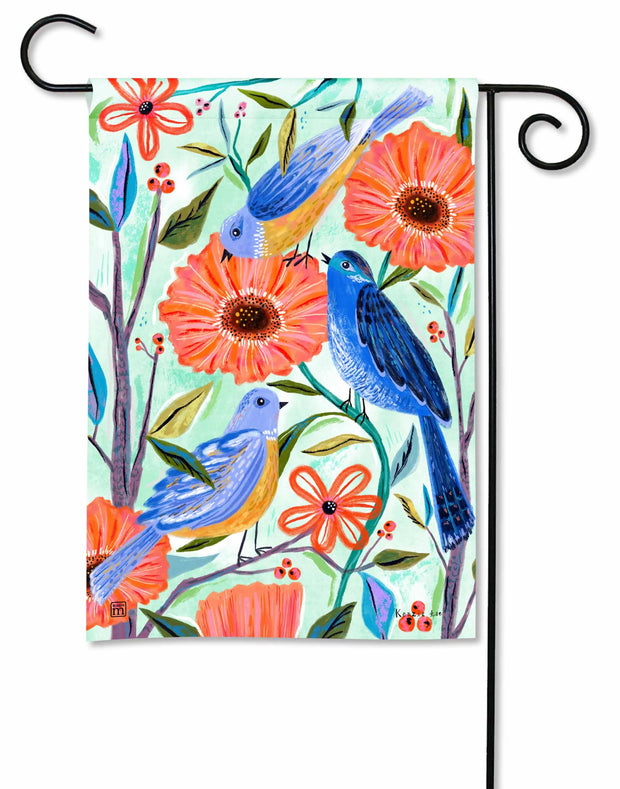 Bluebirds and Blossoms Garden Flag