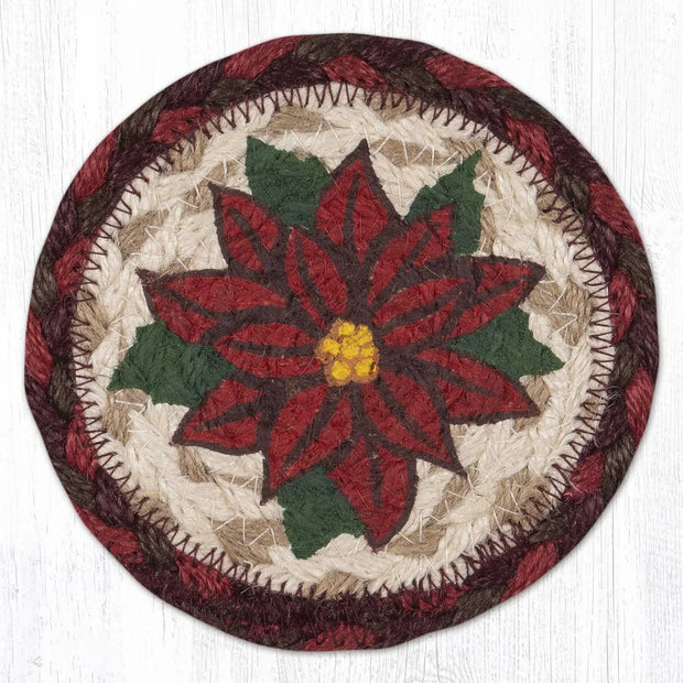 5" Jute Coaster Poinsettia