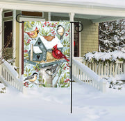 Winter Birdhouse Garden Flag