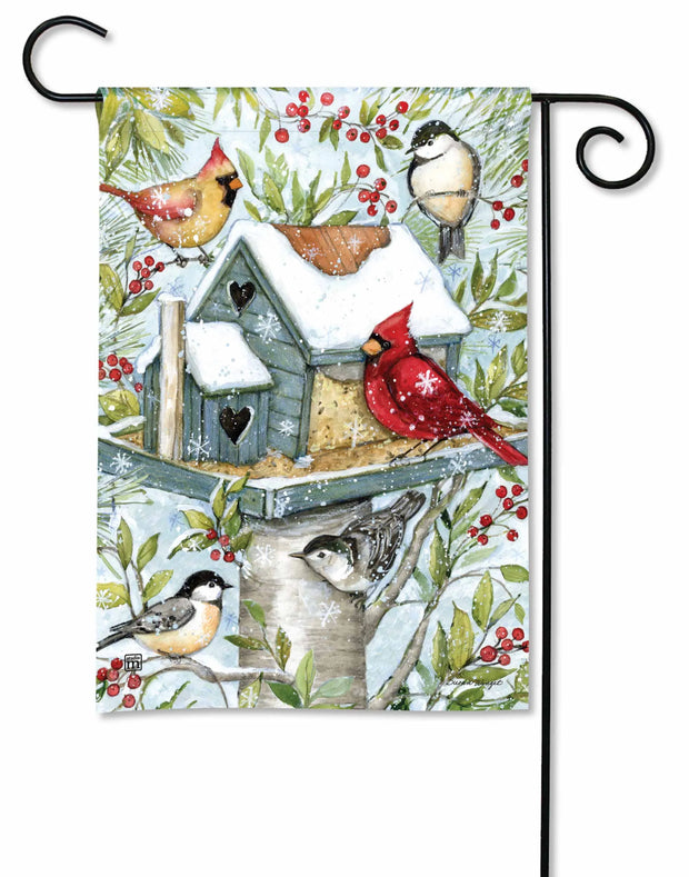 Winter Birdhouse Garden Flag