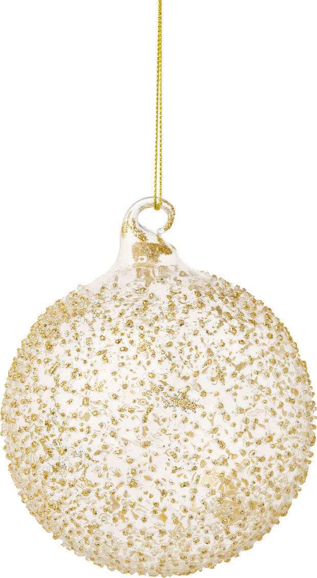 4" Clear Sand Glittered Ornament