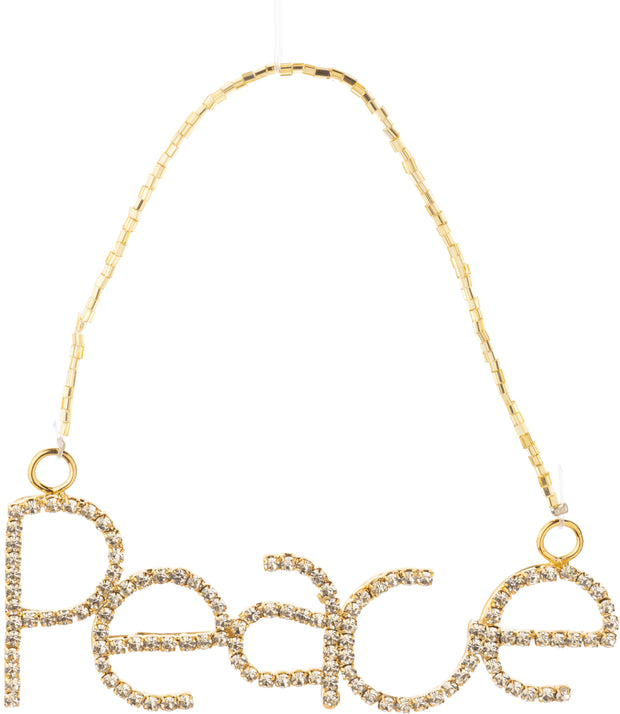 Gold Rhinestone PEACE Ornament