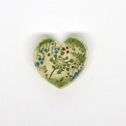 Pressed Flowers Heart Pottery Bowl