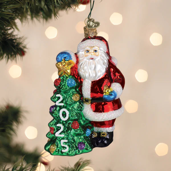2025 Santa with Tree Dated Ornament