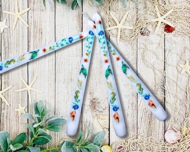 Coastal Sea Life Taper Candle