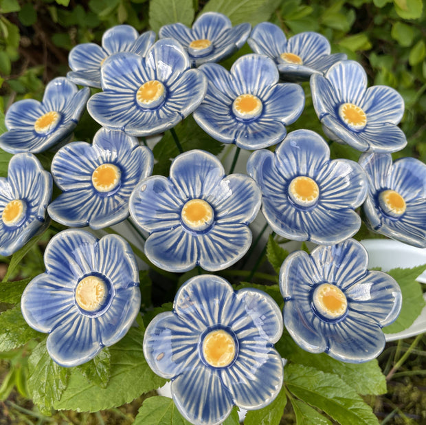 Ceramic Light Blue Plum Blossom Stake