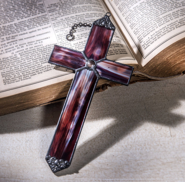 Red Opal Stained Glass Cross