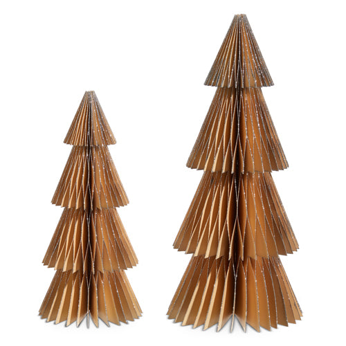 Ivory/Brown Honeycomb Tree Set of 2