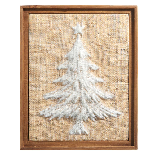 18" Stamped Textured Tree Framed Wall Art