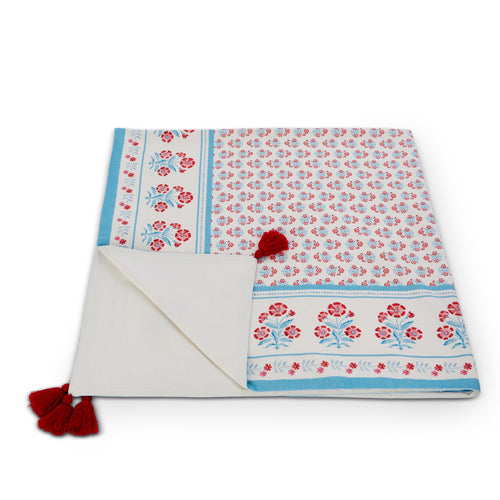 Red Mughal Floral Table Cloth