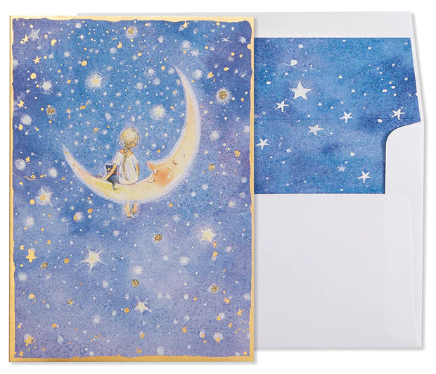 Girl on Moon Greeting Card