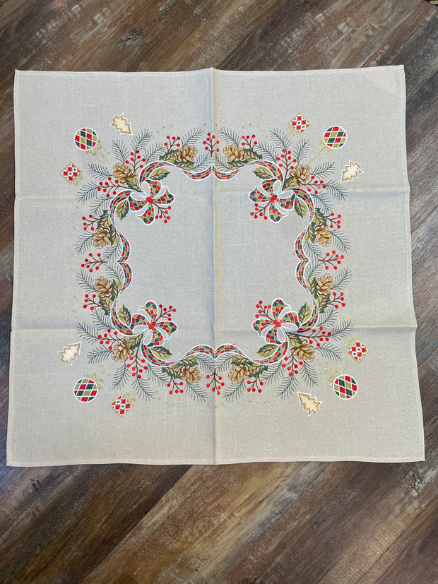 36' Square Pine Wreath Christmas Table Topper