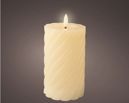 3" x 6" Ivory Twisted Textured Battery Operated Candle