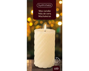 3" x 6" Ivory Twisted Textured Battery Operated Candle