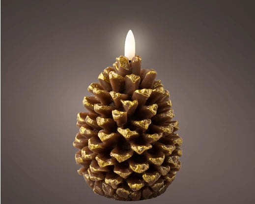 3" x 5" Gold Tipped Pinecone Candle