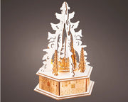 LED Trees & Sleigh Wooden Music Box