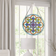 20.5”H Martha Multicolored Round Stained Glass Window Panel