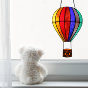 11"H Otis Red Hot Air Balloon Stained Glass Window Panel