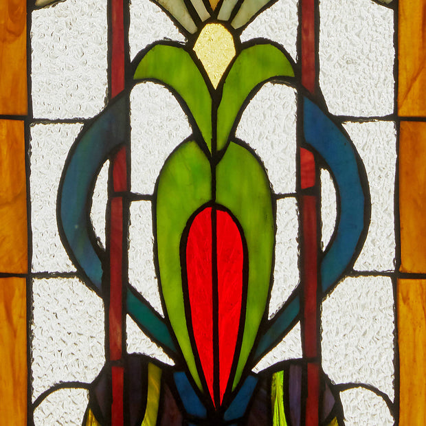 24"H Fleur de Lis Pub Stained Glass Window Panel