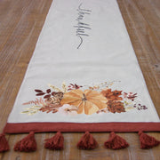 55" Reversible Watercolor Pumpkin Floral Table Runner
